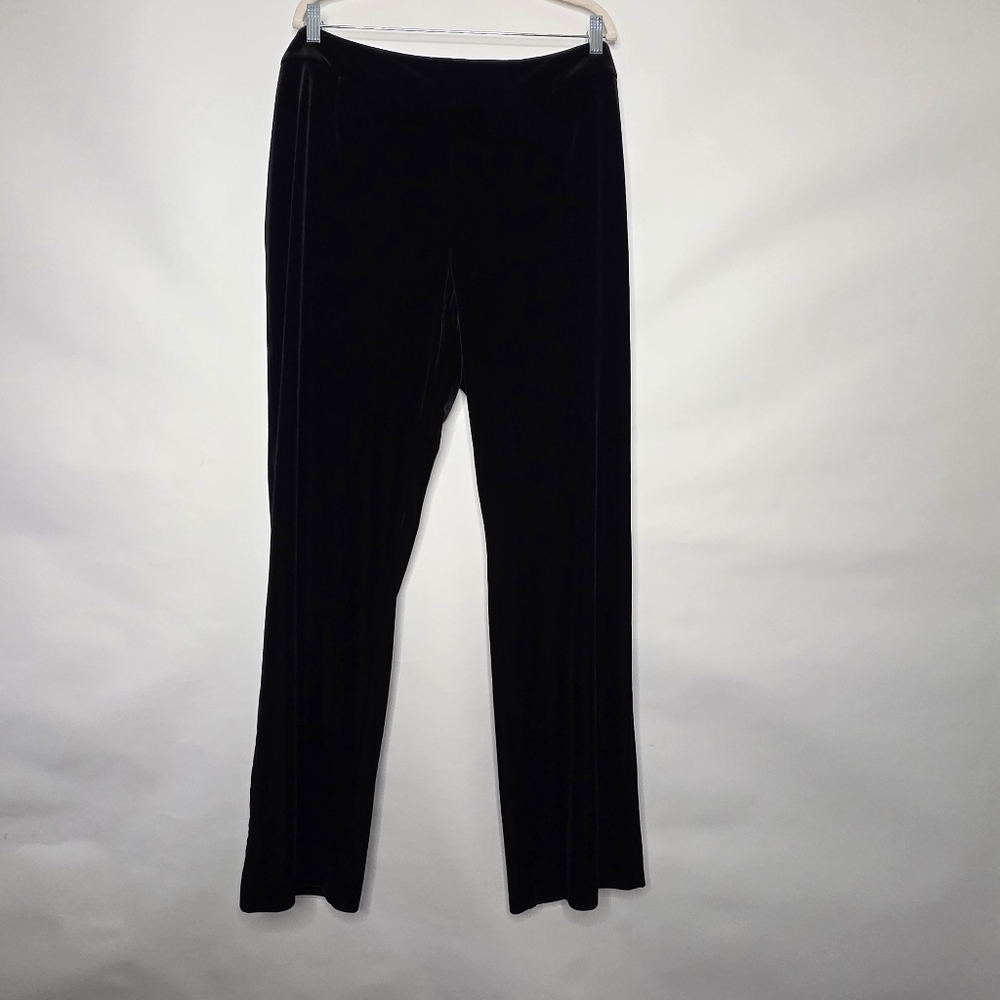 Tahari Velvet Hi-rise Pants Size 18W Black Stretch Soft Side Zip‎ Straight Leg